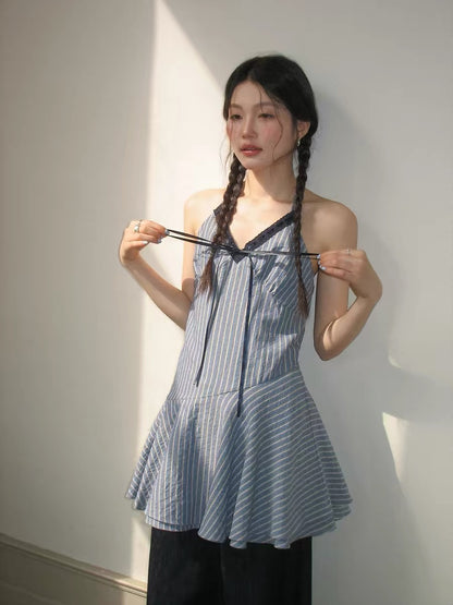 Navy Stripe Strap Mini Dress