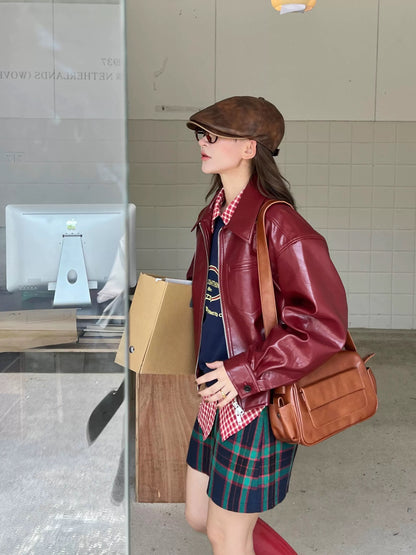 Red PU Leather Jacket