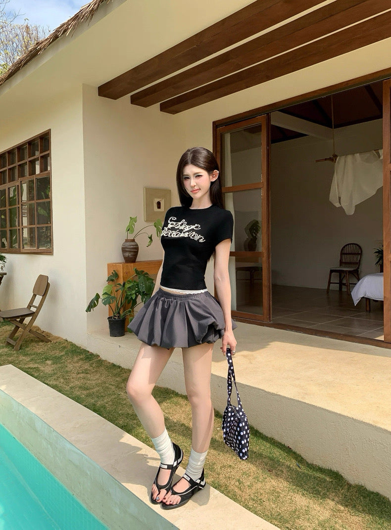 Pearl Mix Lace Top (Grey, Black)