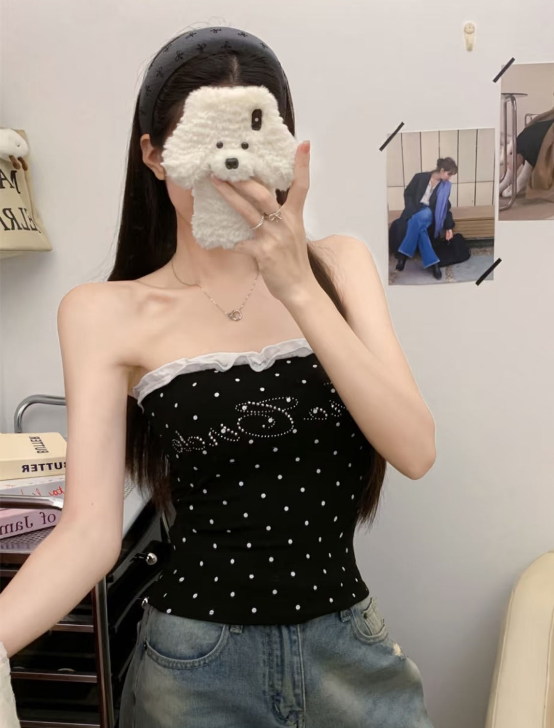 Mini White Dot Tube Top T004