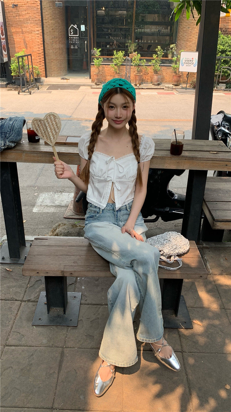 Knot Button White Top