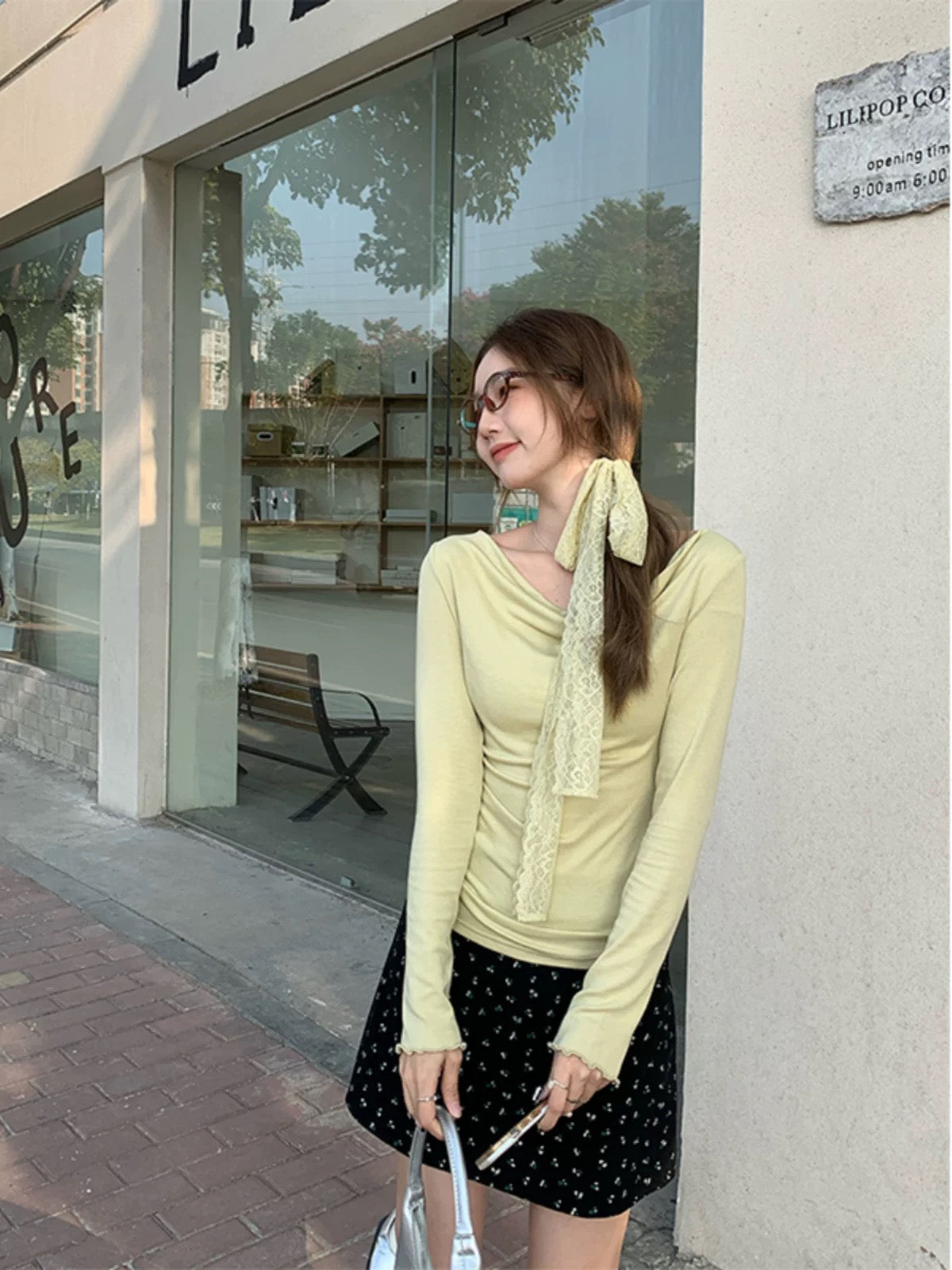 Green Lime Off Shoulder Long Sleeve Top