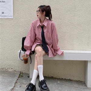 Pink Long Sleeve Shirt with Tie