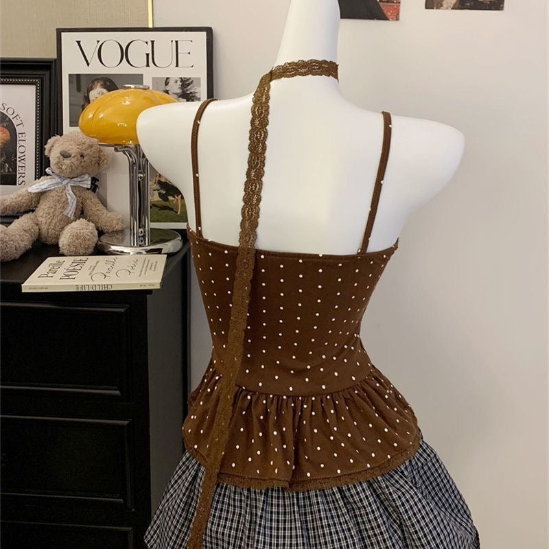 Polka Dot Top With Collar Strap
