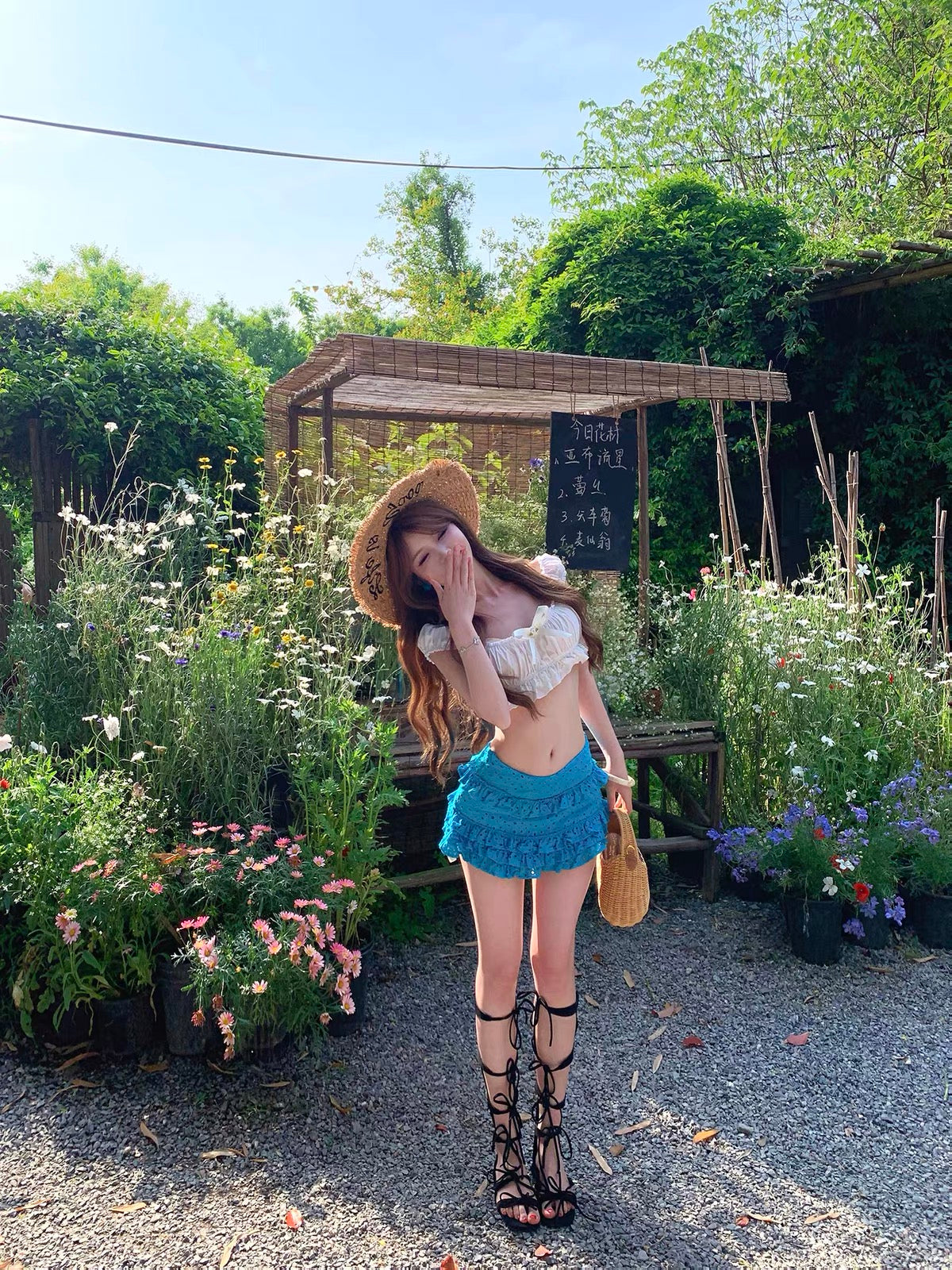 White Top + Blue Skort Two Piece Set (S)
