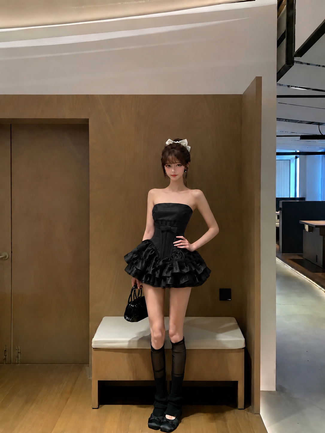 Tube Black Dress + Shorts (XS-S)
