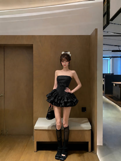 Tube Black Dress + Shorts (XS-S)