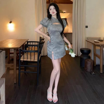 Grey Cheongsam Dress (S)