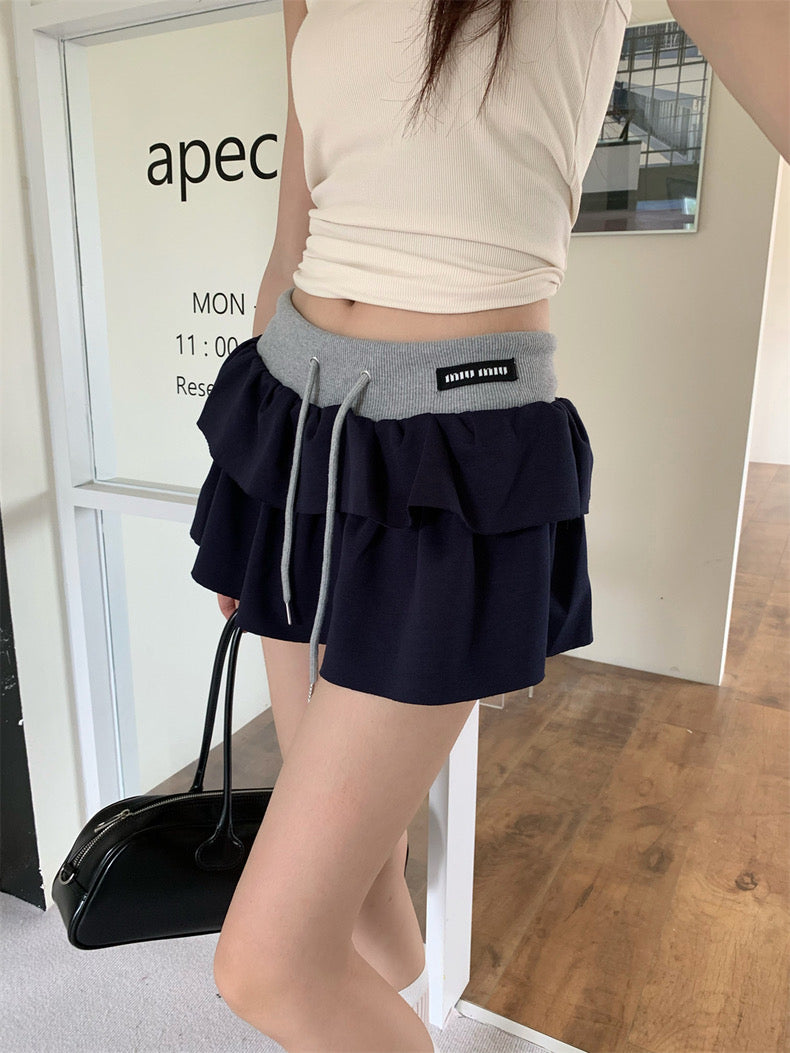 Navy Low Waist Cake Short Skirt