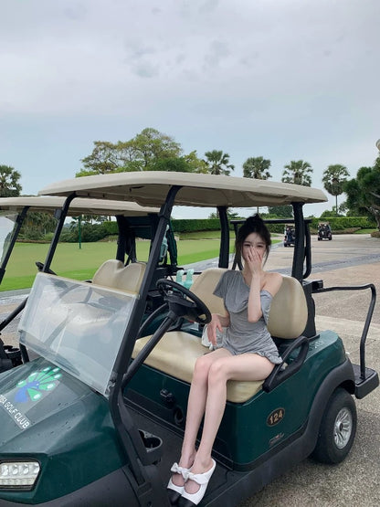 Grey Top + Mini Short Two Pieces Set