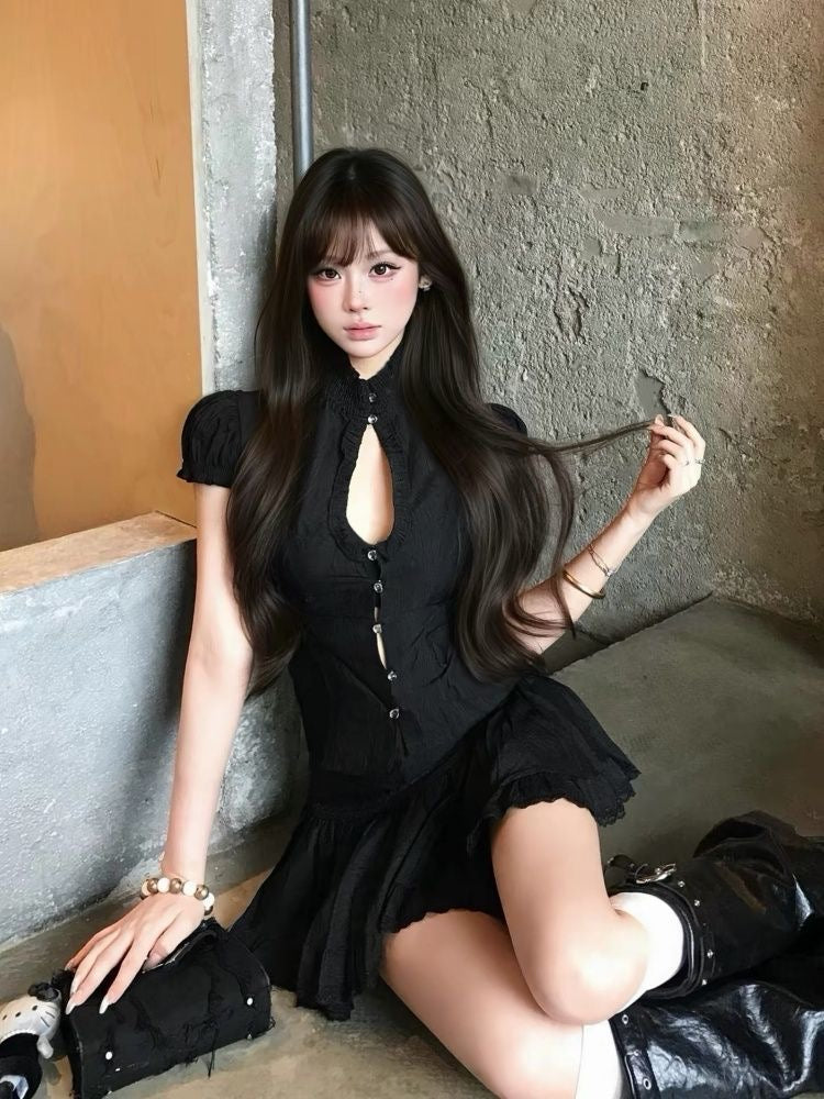 Black Top + Skort Two Piece Set (S, M)