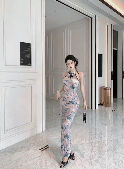 Blue Cheongsam CD034 Long Dress (S, M, L)