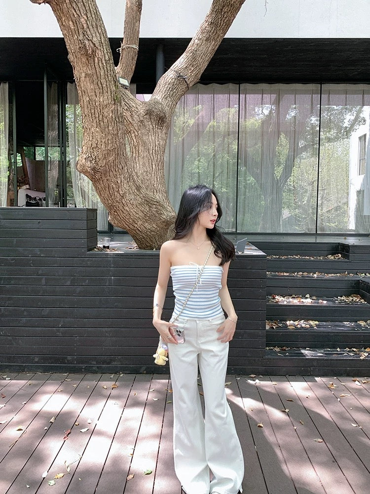 Blue Stripe Tube Top