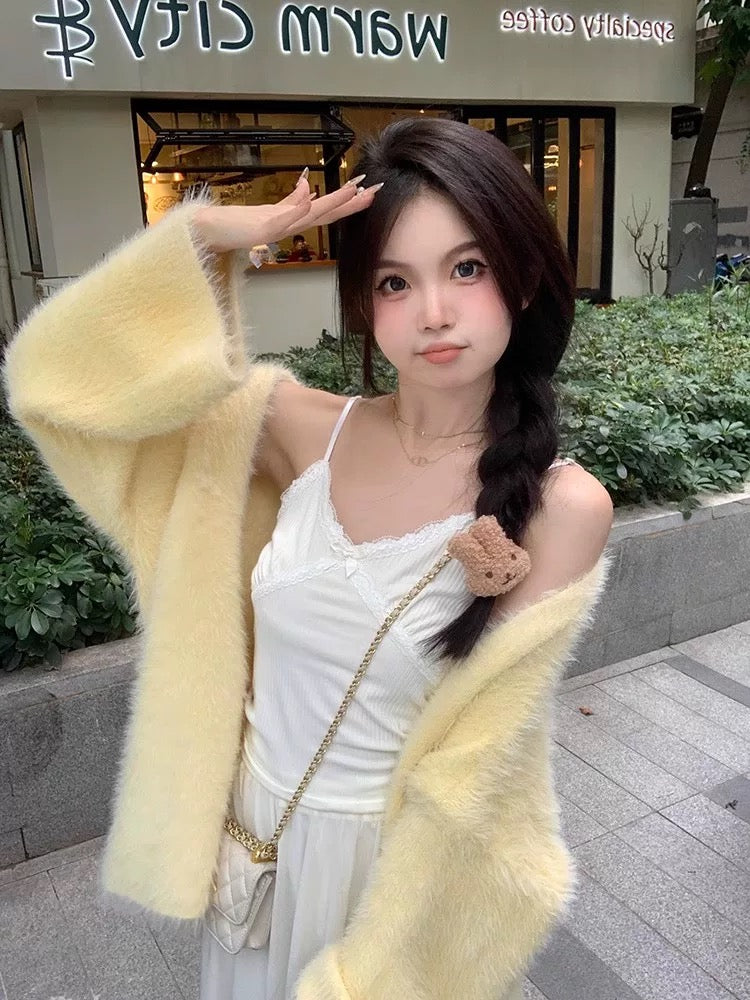 Yellow Fuzzy Cardigan