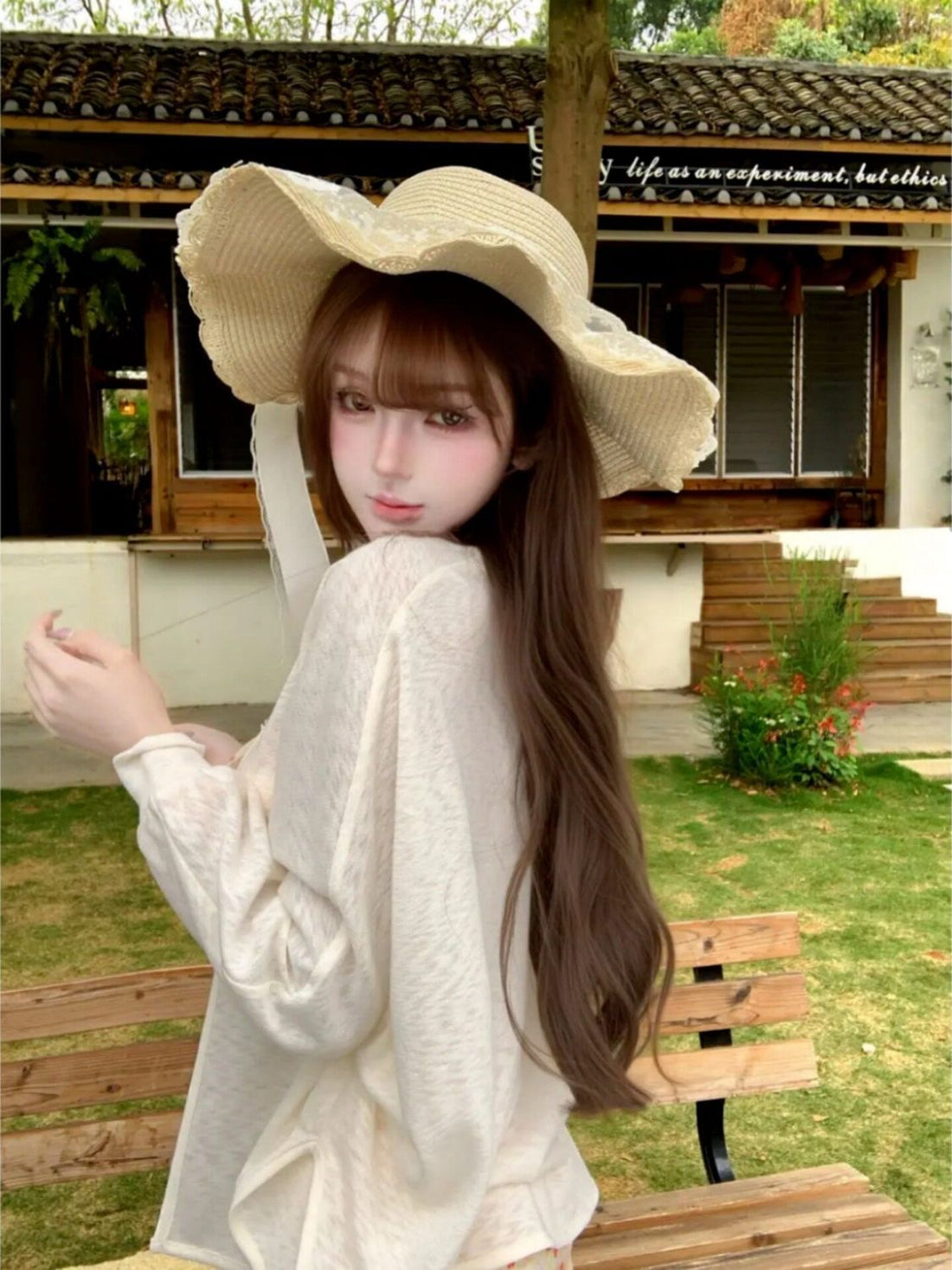 C015 Beige Oversized Cardigan