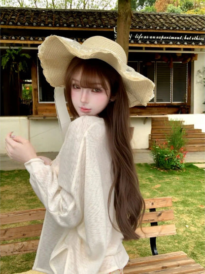 C015 Beige Oversized Cardigan