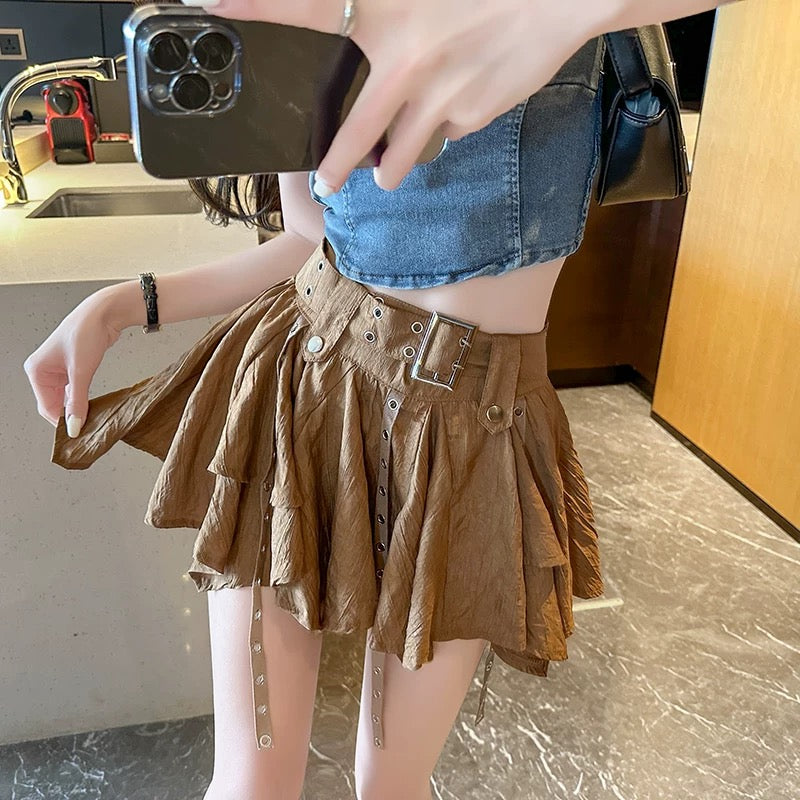 Brown Skirt with belt