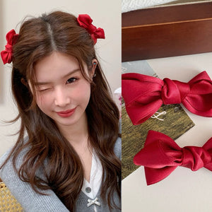 R002 Red Ribbon Hair Clip