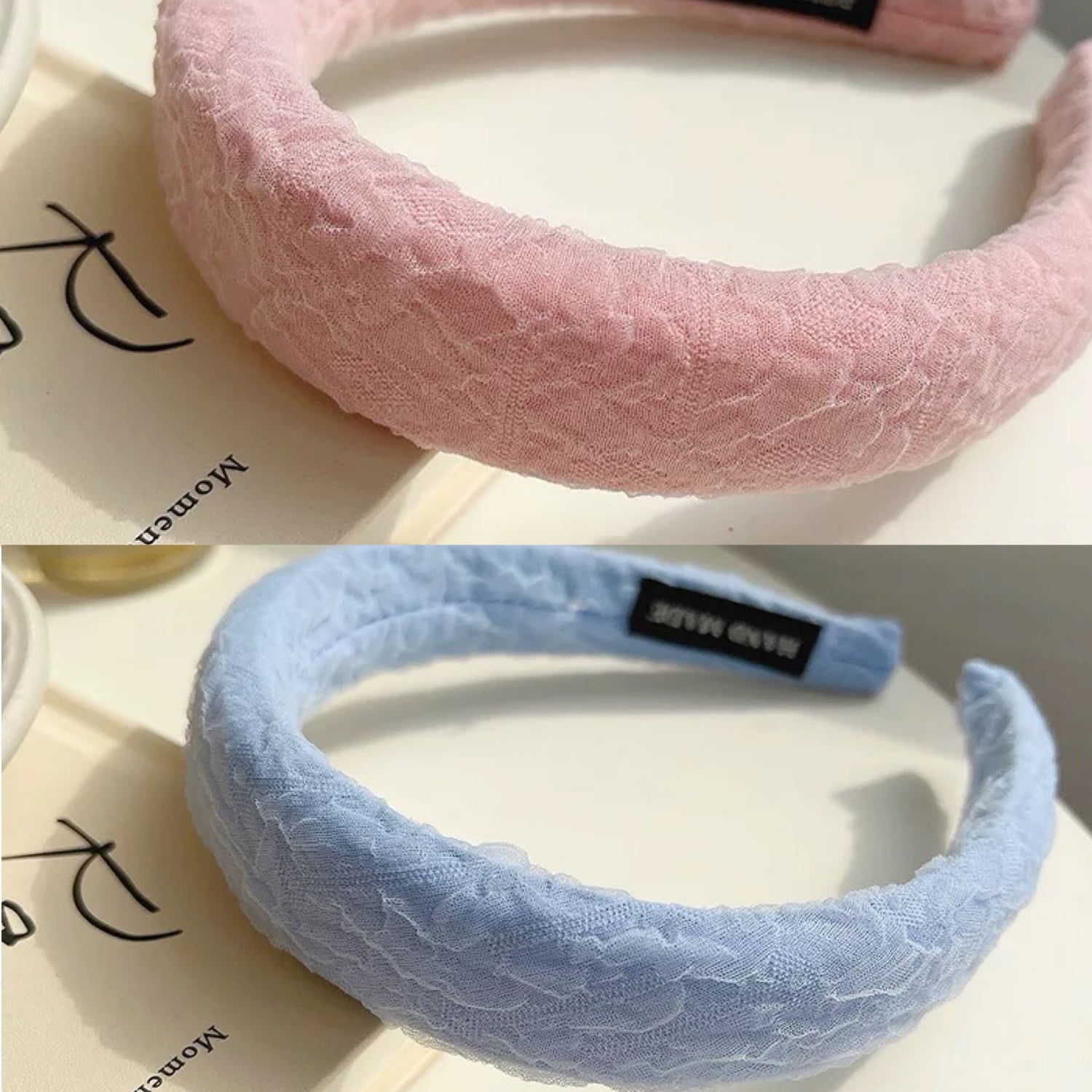 A60 Korean Pink + Blue Hairband Set