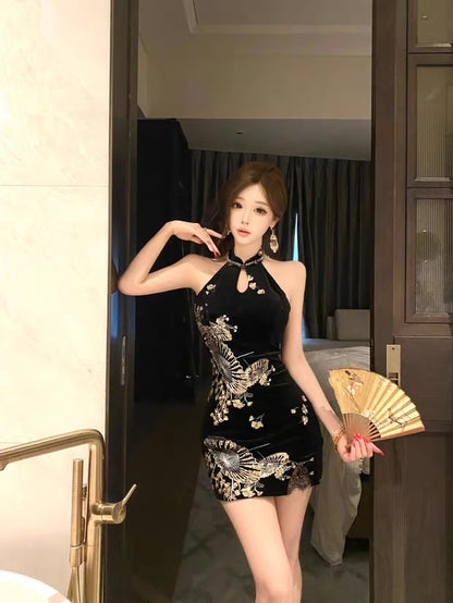 Black Cheongsam CD031 Short Dress (S, M)