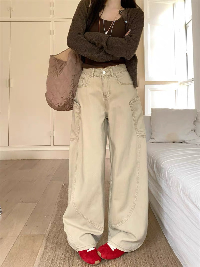 Beige Denim Long Pants (S)
