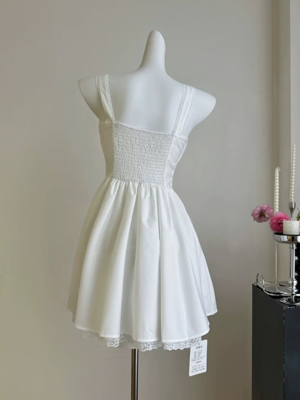 White Strap Mini Dress