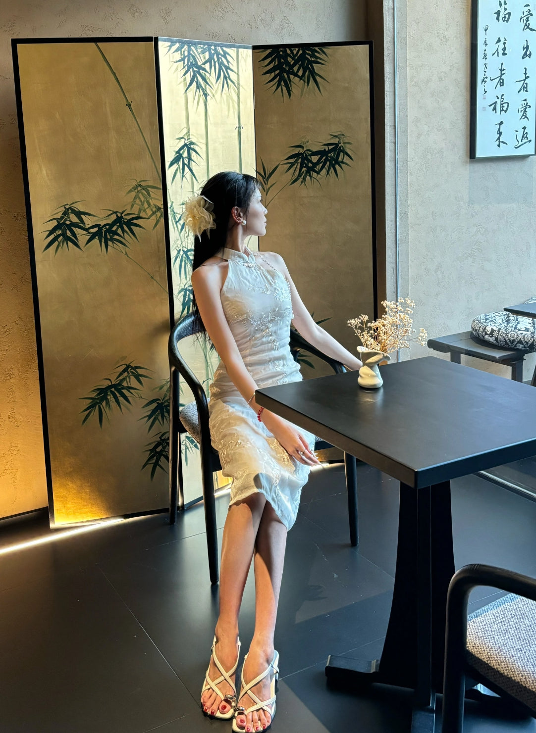 Beige Cheongsam CD027 Long Dress (S)