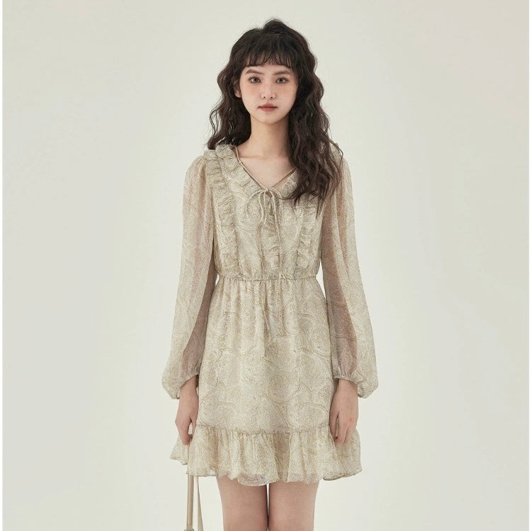 Bohemian Chiffon Long Sleeve Dress