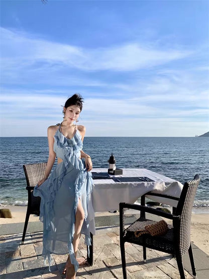 Bareback Sky Blue Long Dress