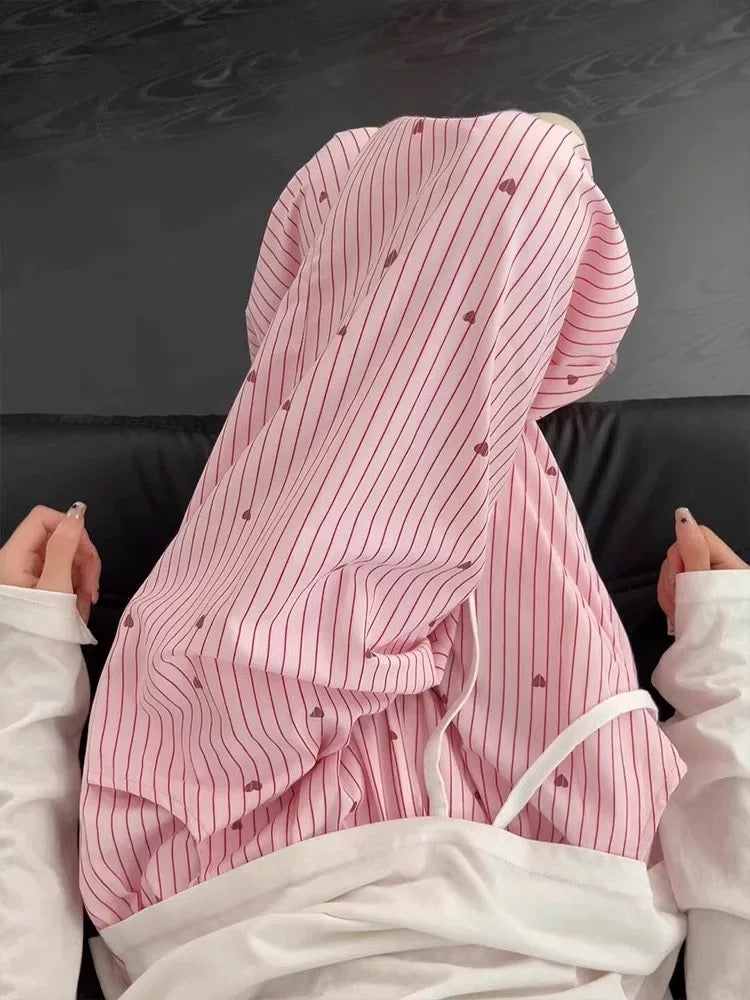 Pink Heart Prints Long Pants