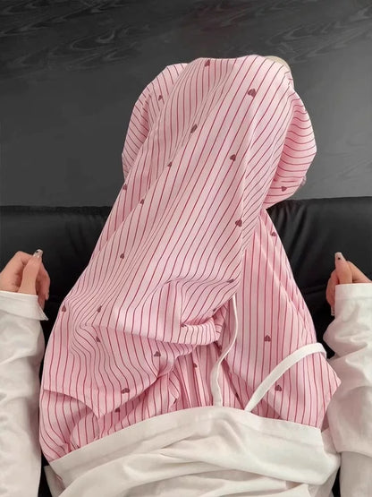 Pink Heart Prints Long Pants