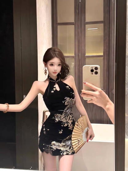 Black Cheongsam CD031 Short Dress (S, M)