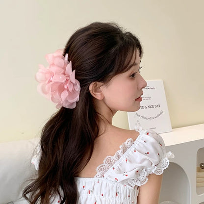 Summer Chiffon Floral Big Hair Clip