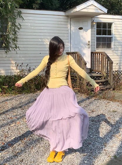 Milk Yellow Knitted Long Sleeve Top