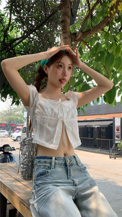 Knot Button White Top