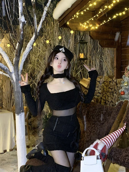 Waist Cut Long Sleeve Dress