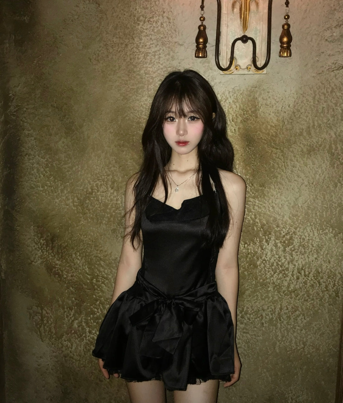 Laces Waist Black Mini Dress (S, M)