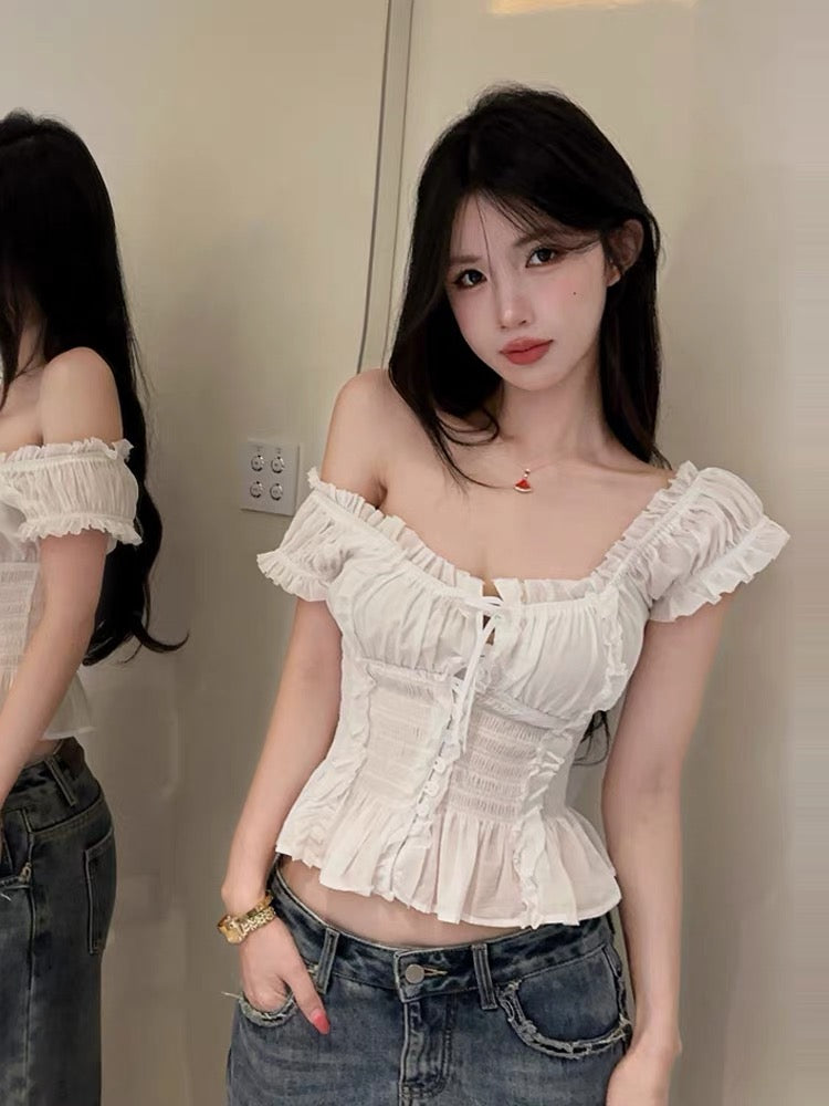 Slim Cut Waist White Top