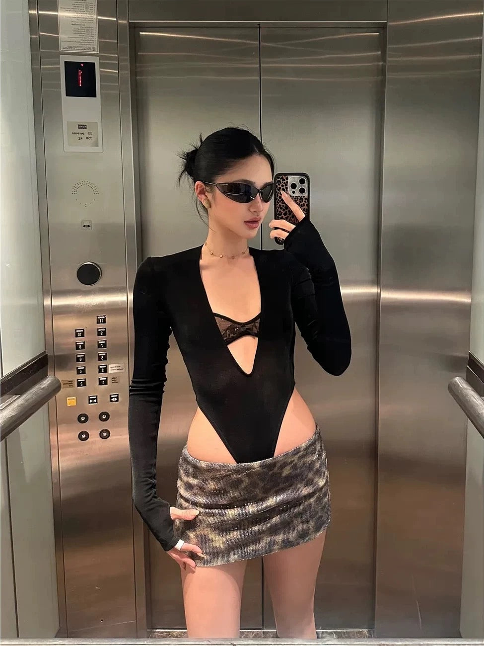 Sexy Mix Laces Long Sleeve Suit