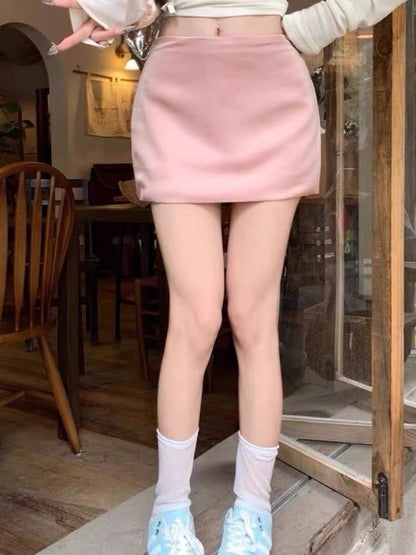 Pink Low Waist Satin Mini Skirt SK37 (M)