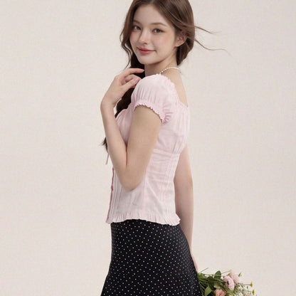 Puff Sleeve Pink Top