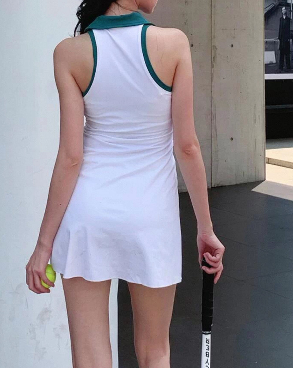 Sleeveless Collar Golf/Tennis Sport Dress + Shorts Set (White, Navy)