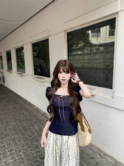 Navy Denim Top (S, M)