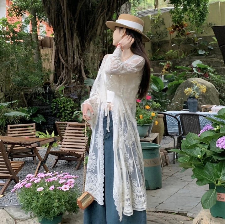 Embroidery Long Cardigan