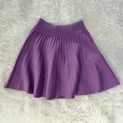 Purple High Waist Knitted Skirt