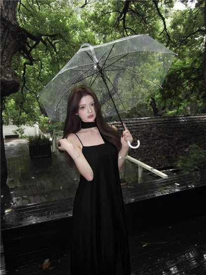 Alyn Strap Dress With Strap (Black, White)