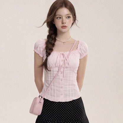 Puff Sleeve Pink Top