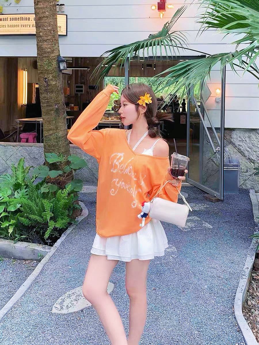 Orange Long Sleeve Top