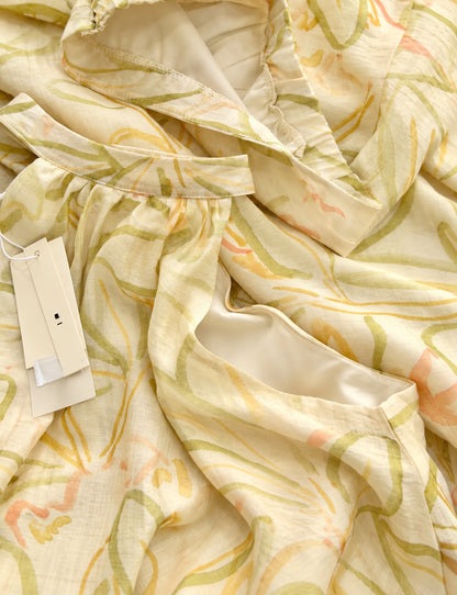 Yellow Floral Top + Long Skirt Two Piece Set