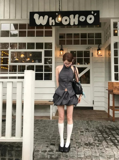 Stripe Top + Skort No Tag Two Piece Set (S, M)
